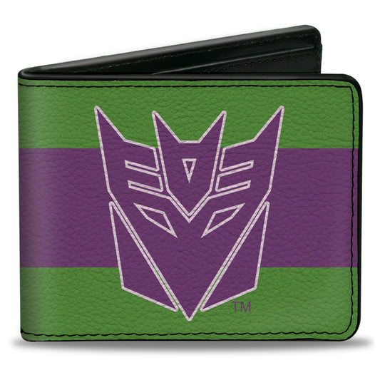 Bi-Fold Wallet - Transformers Decepticon Shield and Stripe Green/Purple/White