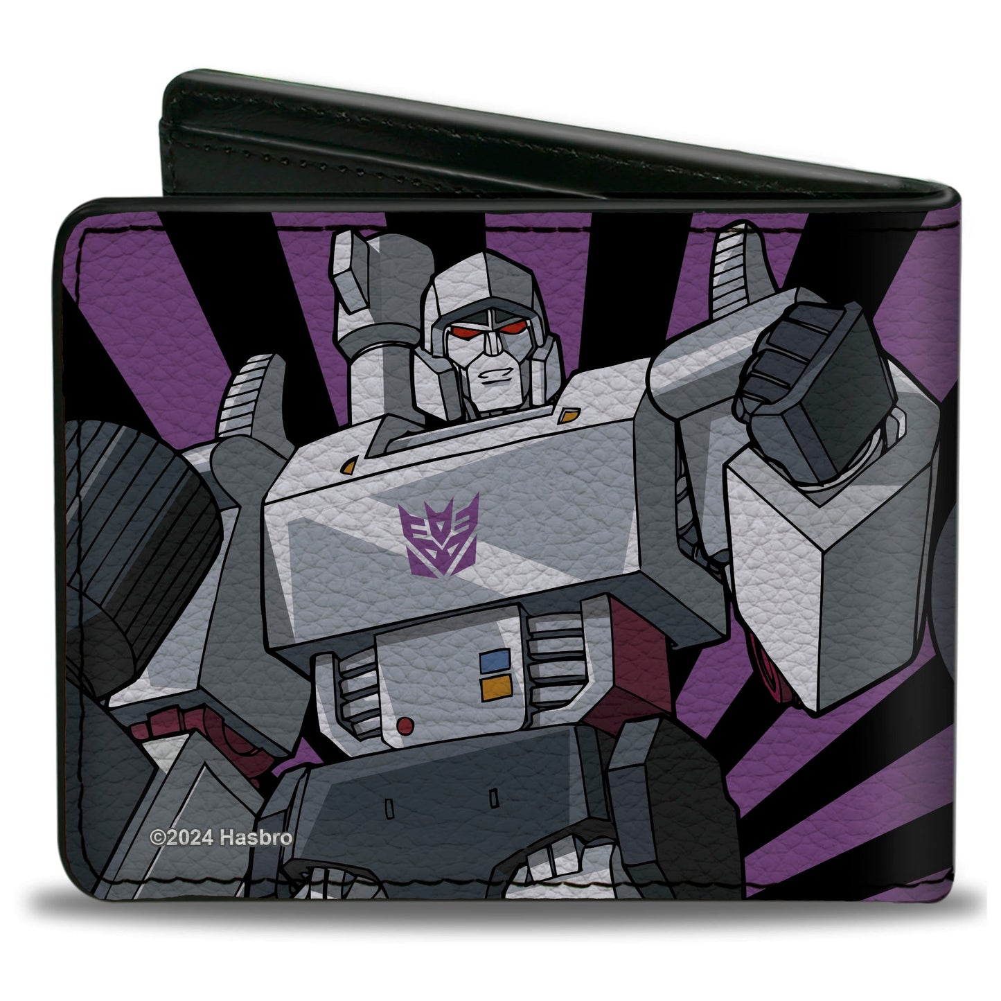 Bi-Fold Wallet - Transformers Megatron Blaster and Standing Poses Rays Black/Purple