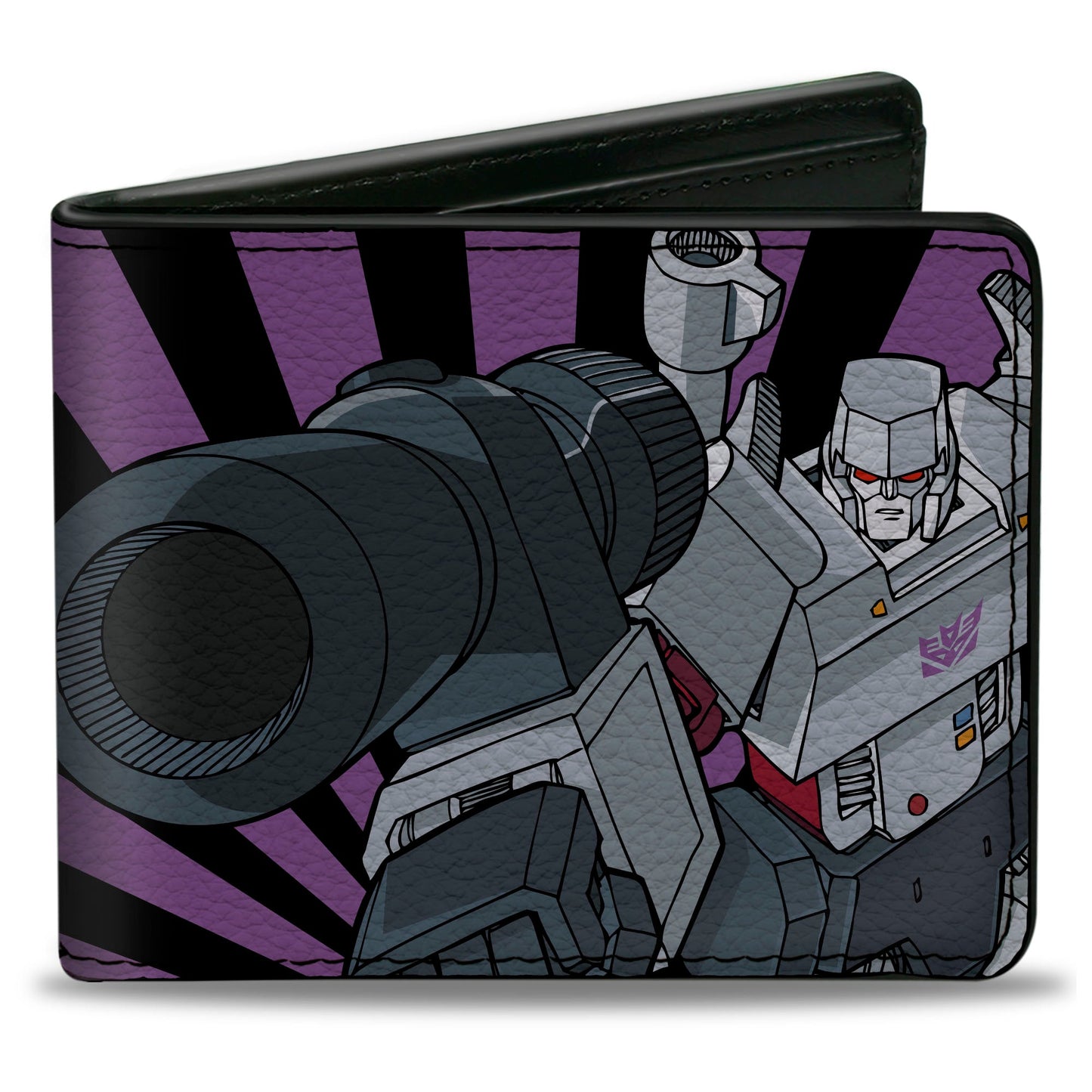 Bi-Fold Wallet - Transformers Megatron Blaster and Standing Poses Rays Black/Purple