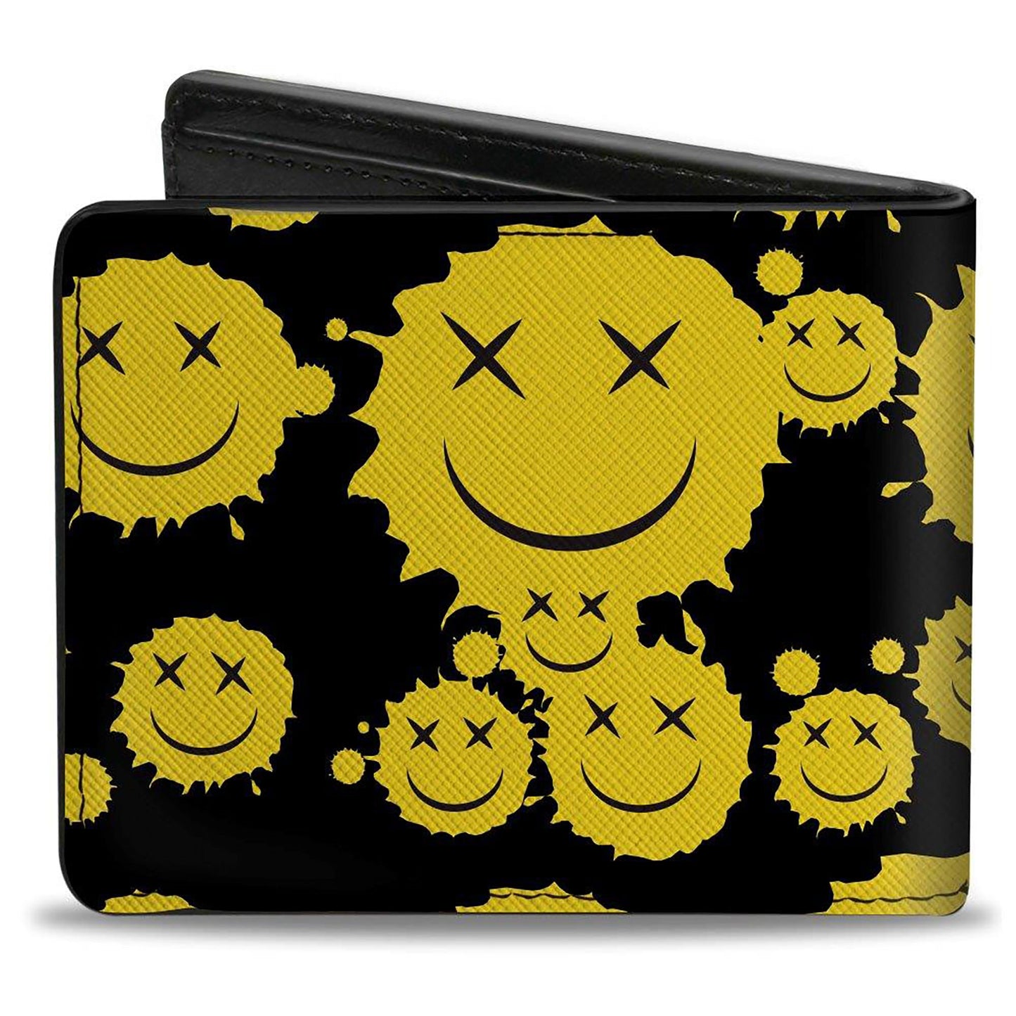 Bi-Fold Wallet - Smiley Face Splatter Scattered Black/Yellow