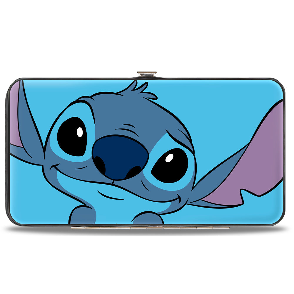 Hinged Wallet - Lilo & Stitch Stitch Sweet Smiling Pose CLOSE-UP Blues