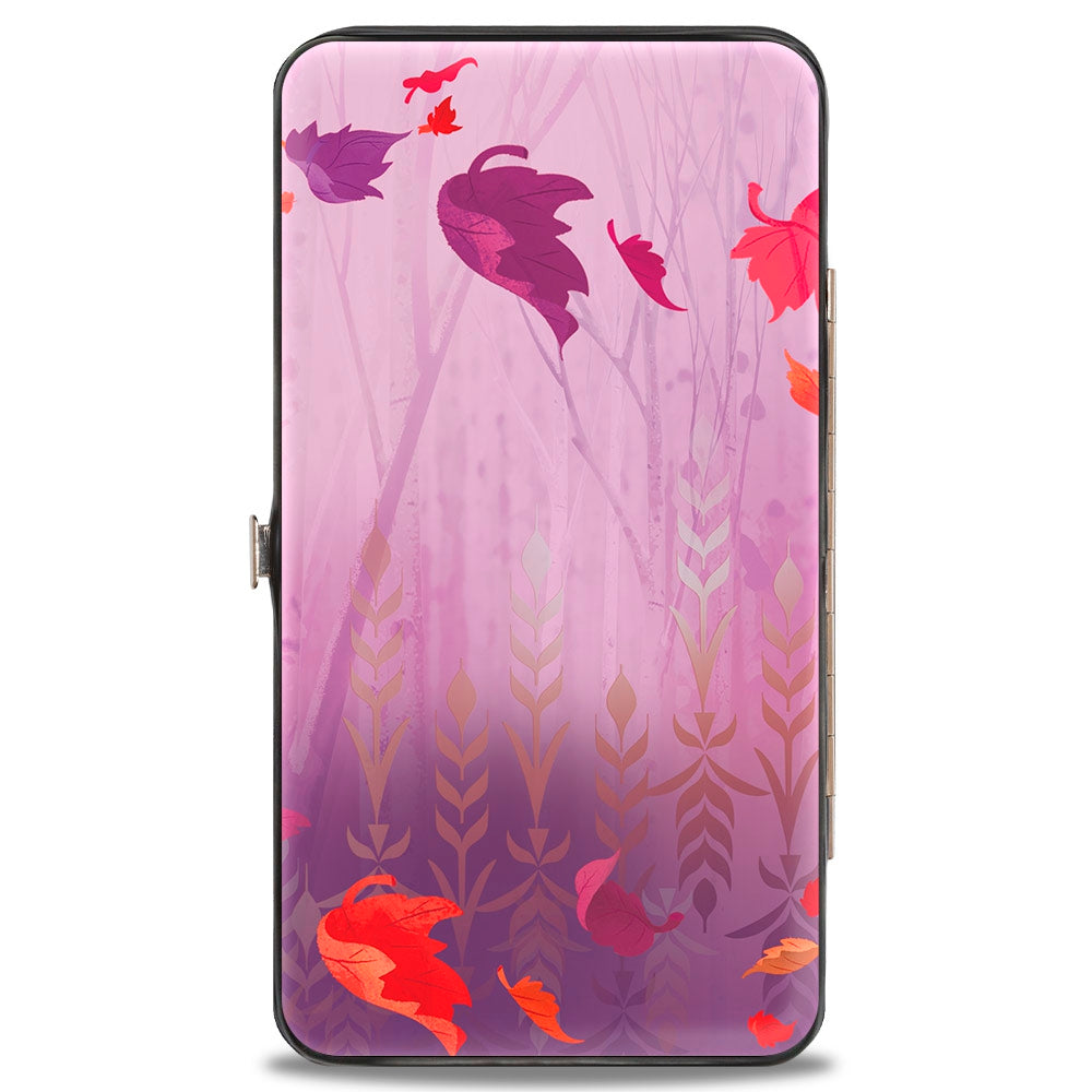 Hinged Wallet - Frozen II Anna Pose Swirling Leaves Purples Reds