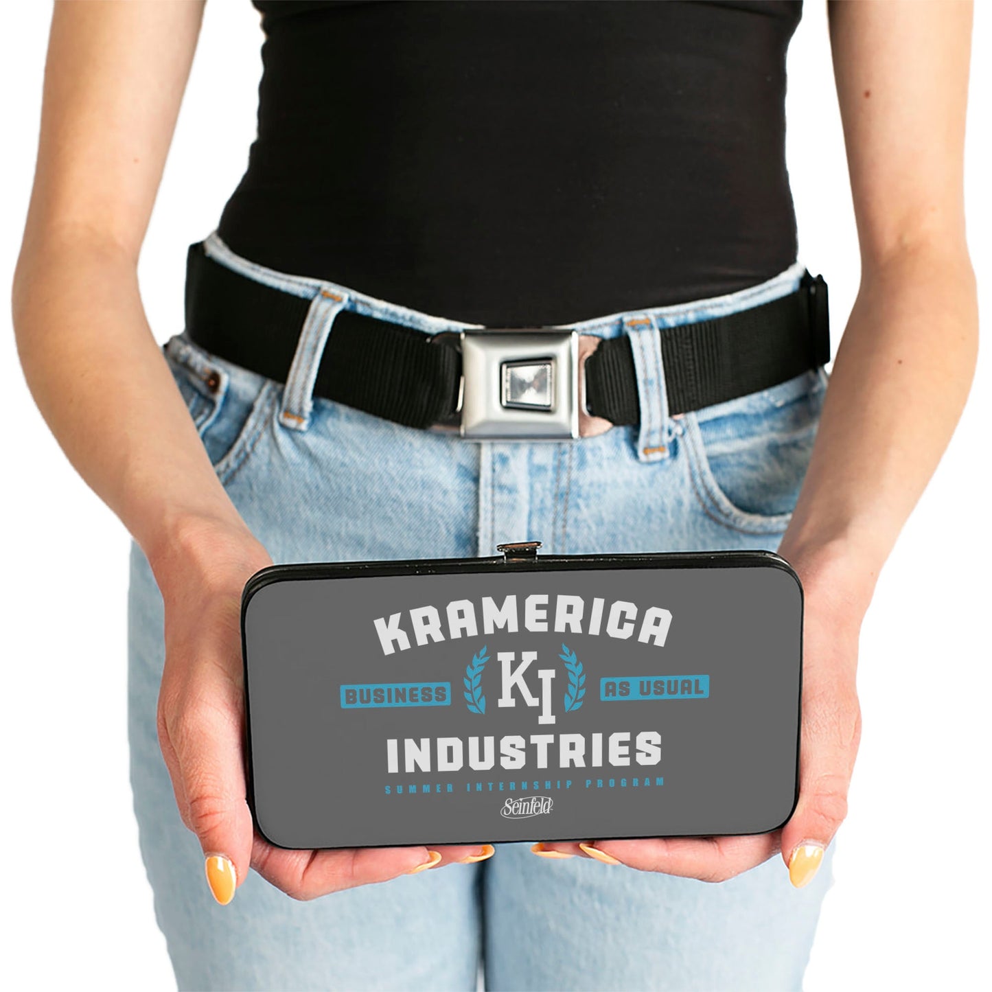 Hinged Wallet - Seinfeld Kramer KRAMERICA INDUSTIES Logo Grays Blue