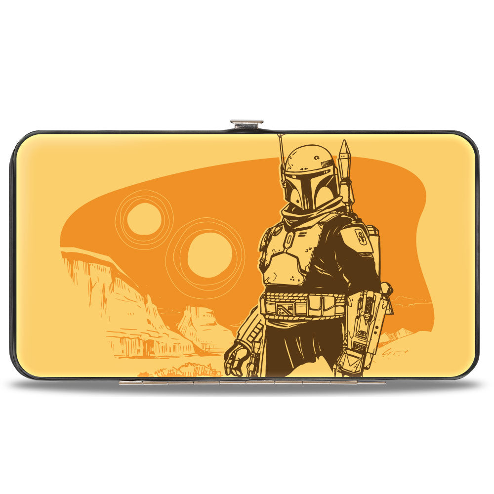 Hinged Wallet - Star Wars The Book of Boba Fett Landscape Pose + BOUNTY HUNTER Script Tans/Browns