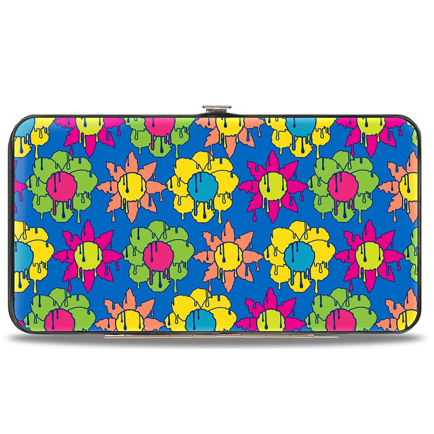 Hinged Wallet - Funky Flower Drip Blue/Multi Color