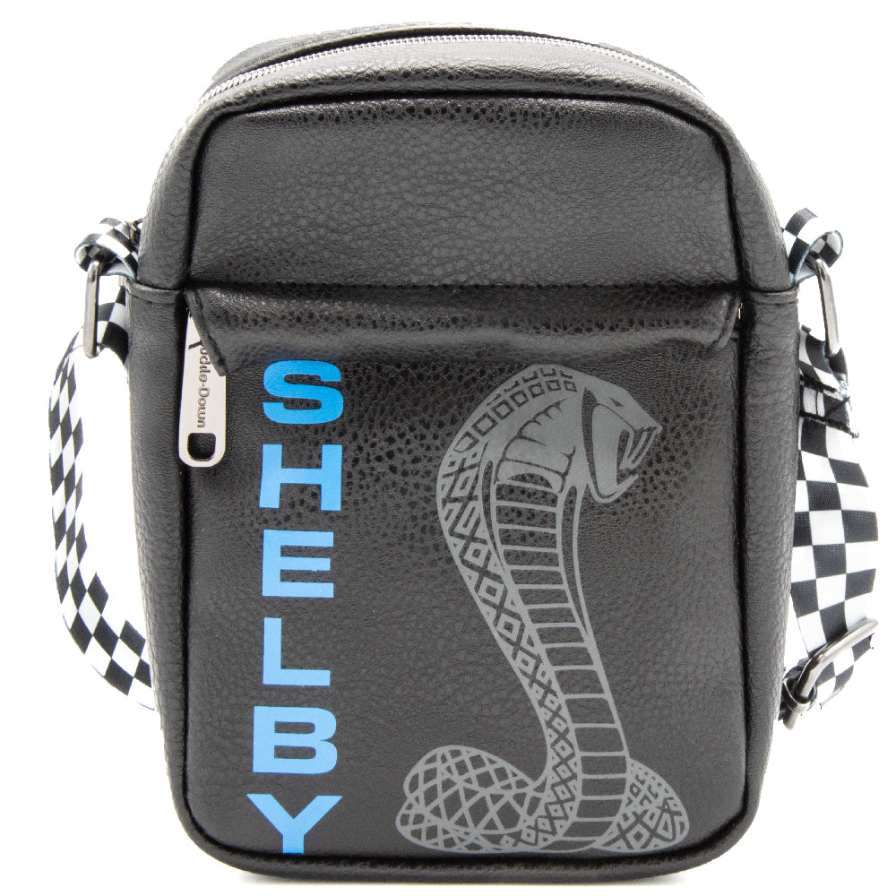 Crossbody Wallet - Carroll Shelby SHELBY Text Super Cobra Black Blue Gray