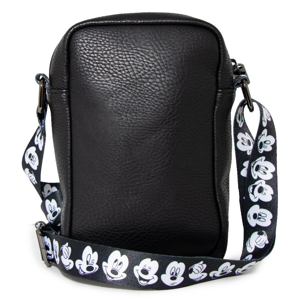 Women's Crossbody Wallet - Mickey Mouse Smiling Face Black White