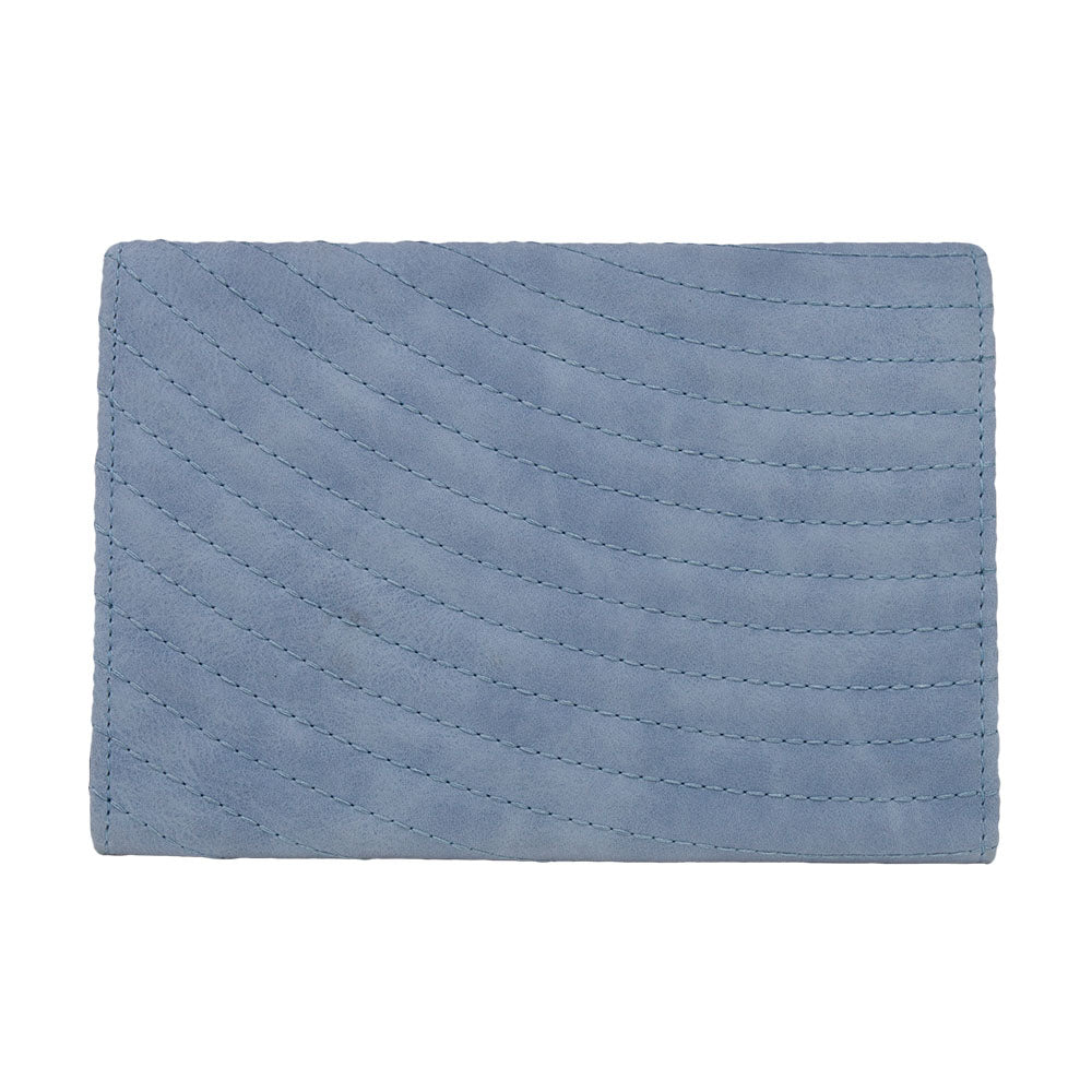 Women's Fold Over Wallet Rectangle - Arch Sky Blue Stitch with Disney Signature D Logo Sky Blue Enamel