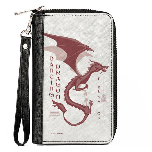 PU Zip Around Wallet Rectangle - Avatar Last Airbender DANCING DRAGON FIRE NATION White/Pinks