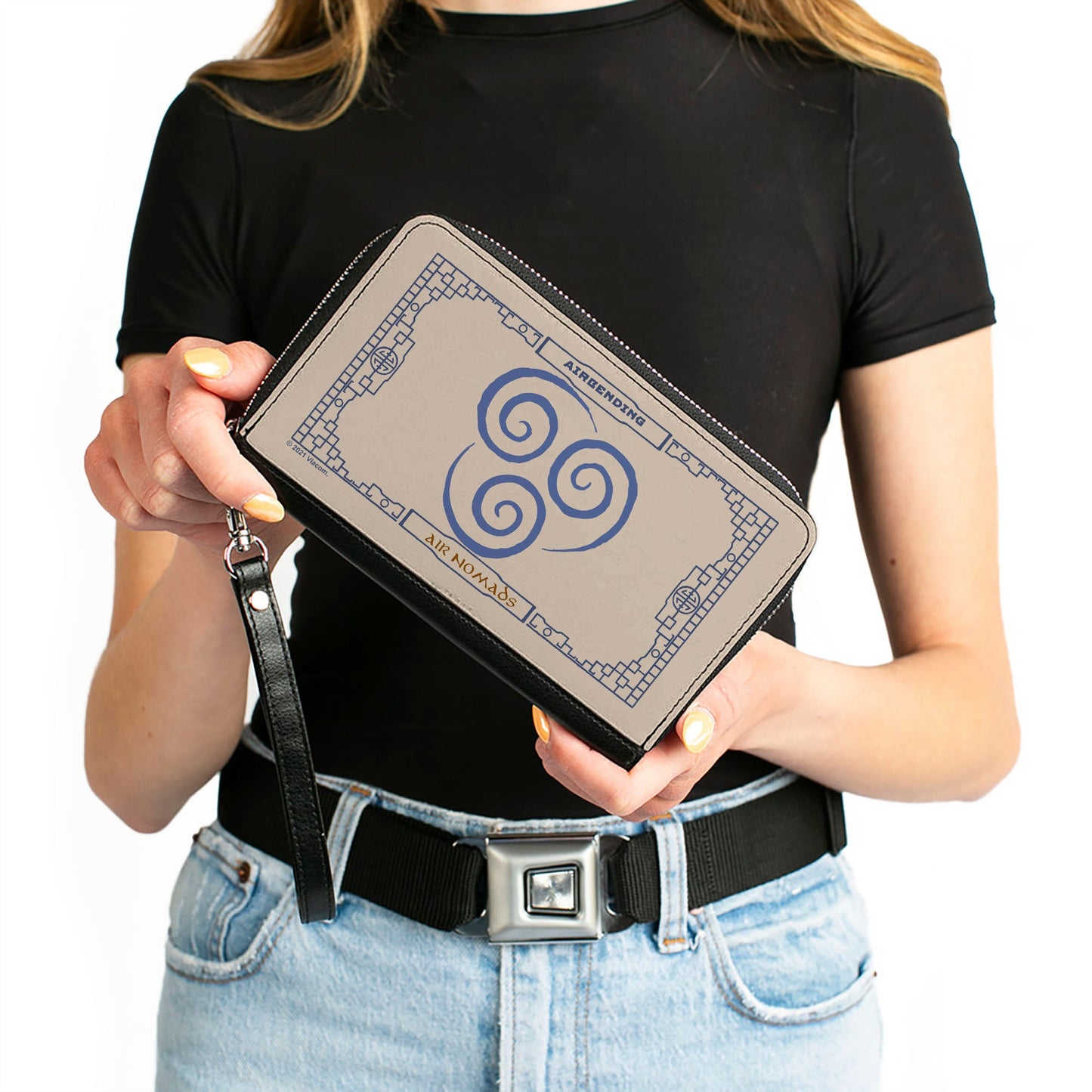 PU Zip Around Wallet Rectangle - Avatar the Last Airbender AIRBENDING AIR NOMADS Icon Cream Blues