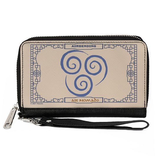 PU Zip Around Wallet Rectangle - Avatar the Last Airbender AIRBENDING AIR NOMADS Icon Cream Blues