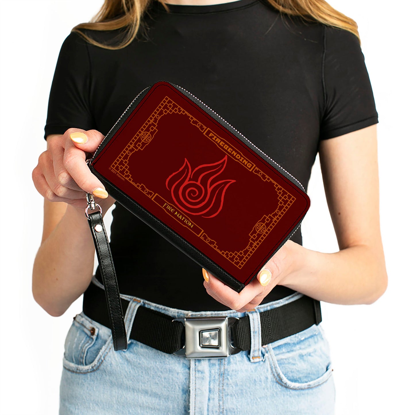 PU Zip Around Wallet Rectangle - Avatar the Last Airbender FIREBENDING FIRE NATION Icon Reds Orange