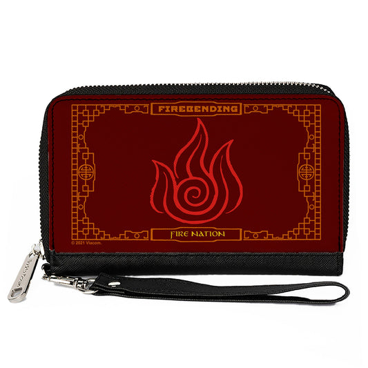 PU Zip Around Wallet Rectangle - Avatar the Last Airbender FIREBENDING FIRE NATION Icon Reds Orange