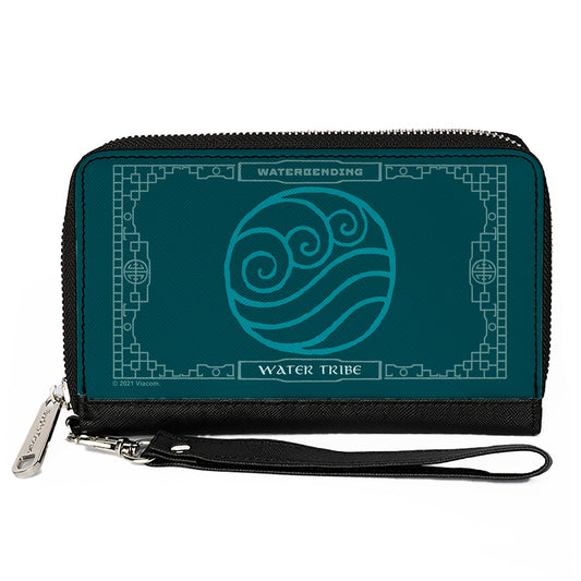 PU Zip Around Wallet Rectangle - Avatar the Last Airbender WATERBENDING WATER TRIBE Icon Blues