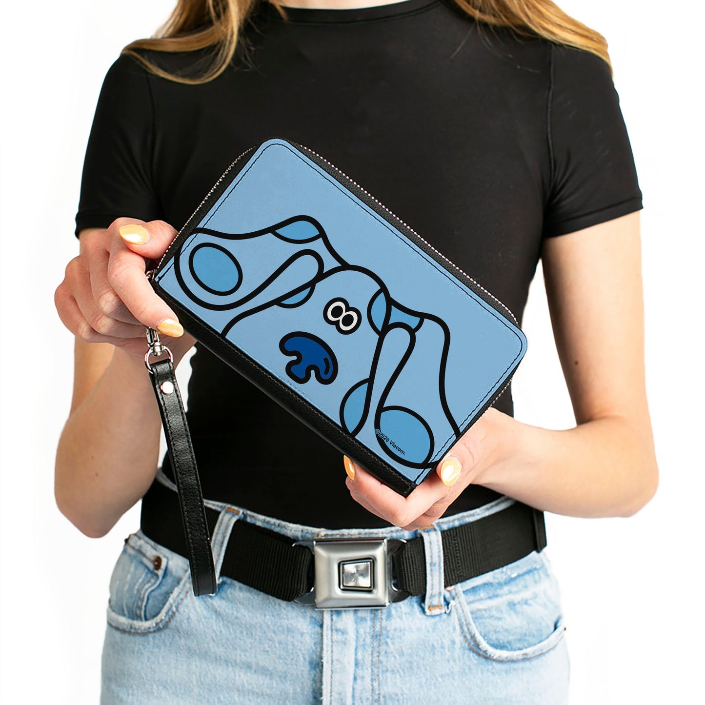 PU Zip Around Wallet Rectangle - Blue's Clues Blue Face Blues