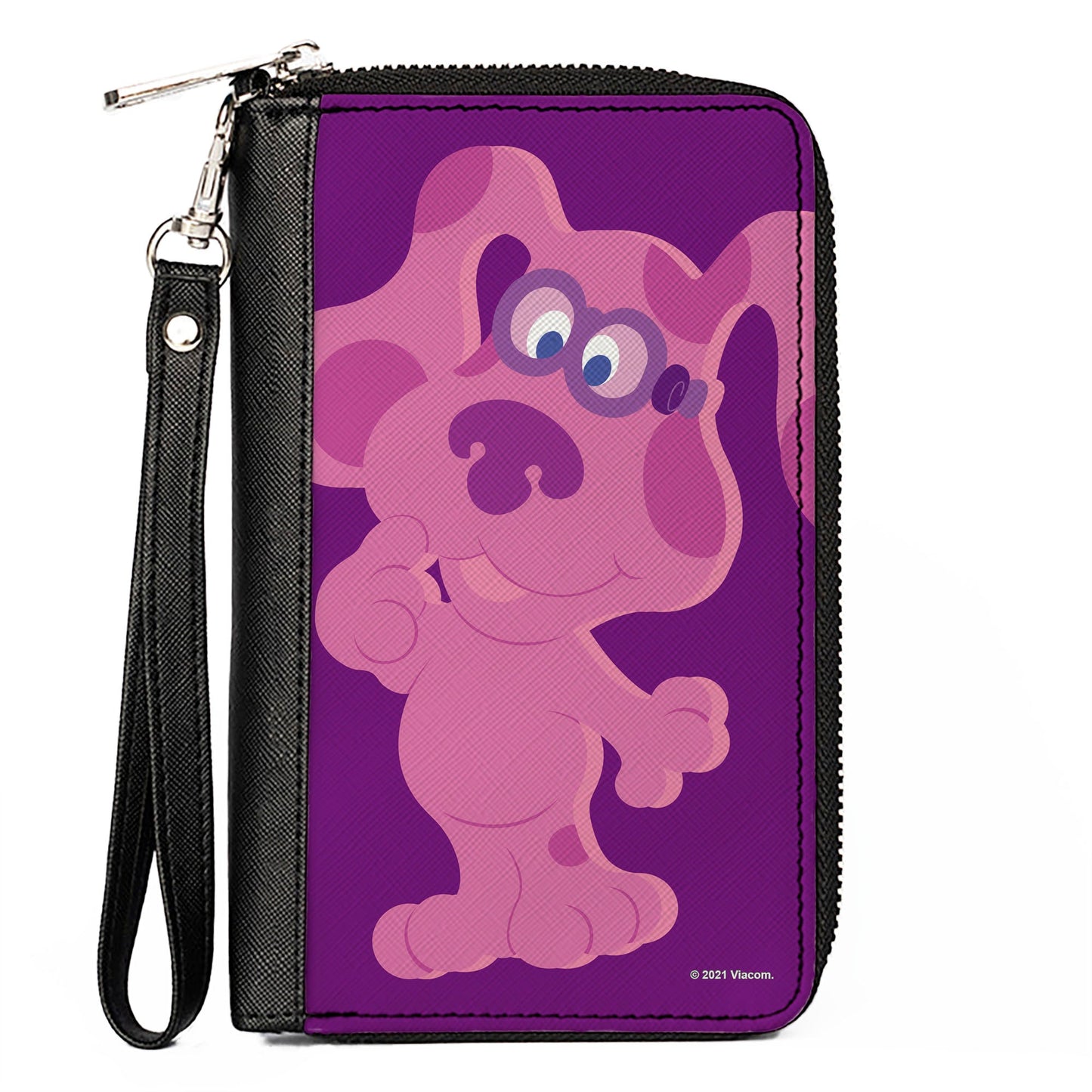 PU Zip Around Wallet Rectangle - Blue's Clues Magenta Full Body Smiling Pose Pinks