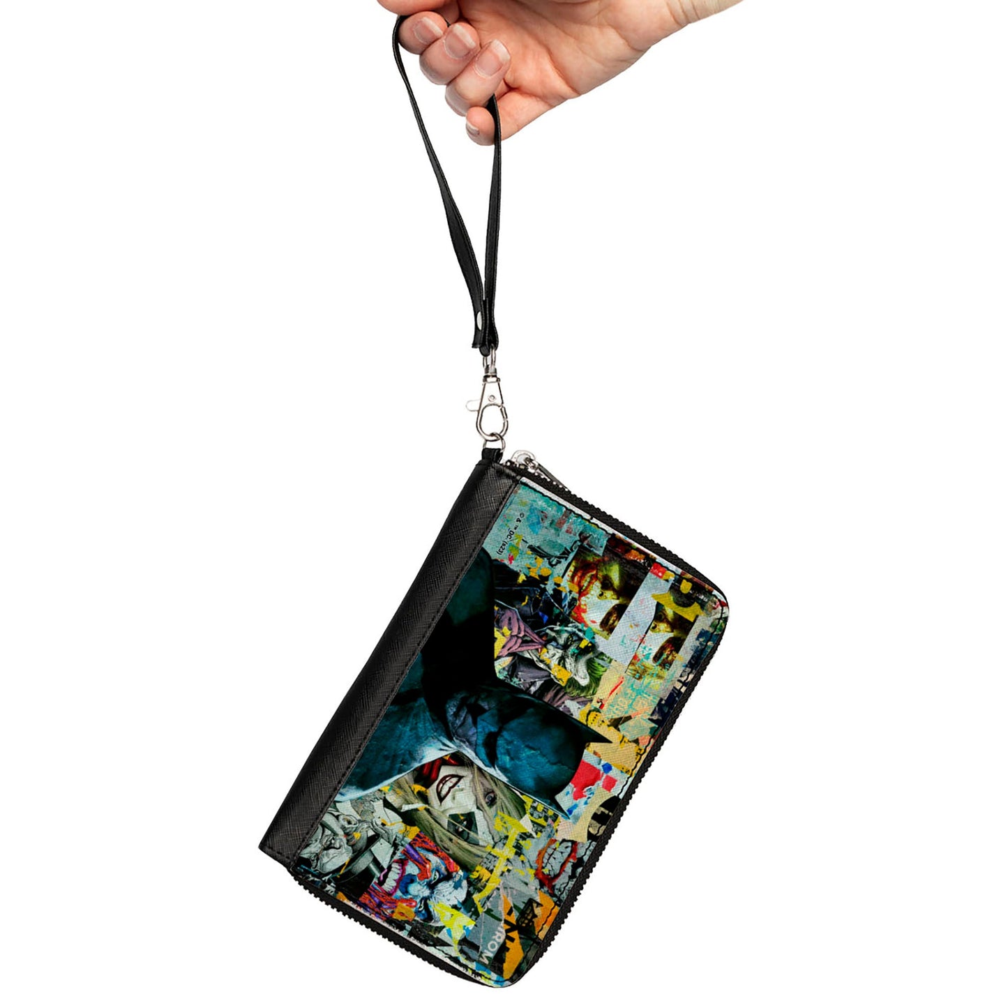 PU Zip Around Wallet Rectangle - Batman and Gotham City Villains Torn Faces Graffiti Collage2