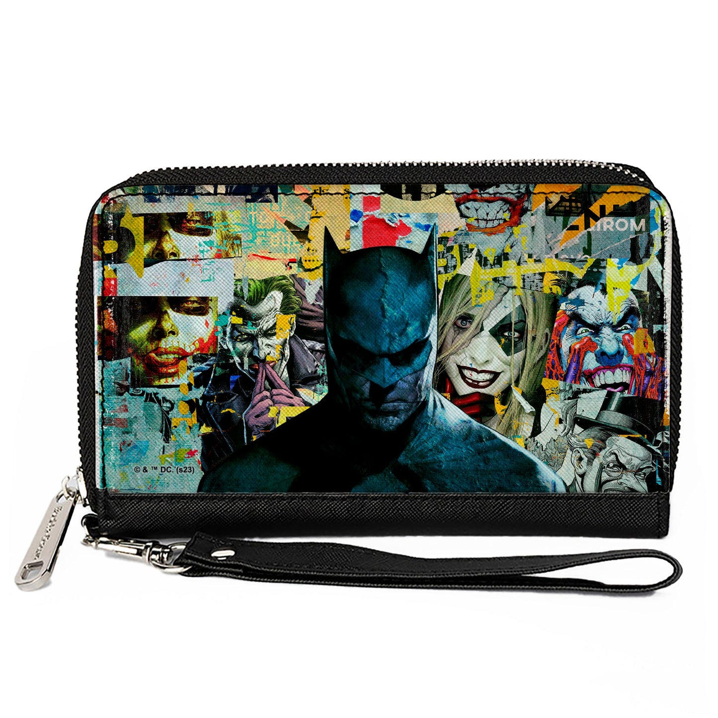 PU Zip Around Wallet Rectangle - Batman and Gotham City Villains Torn Faces Graffiti Collage2