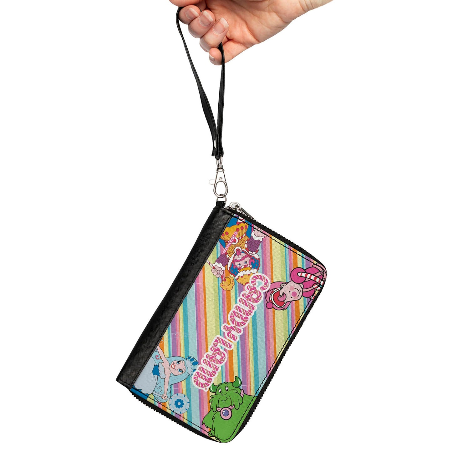 PU Zip Around Wallet Rectangle - CANDY LAND Characters and Title Logo Stripe Multi Color