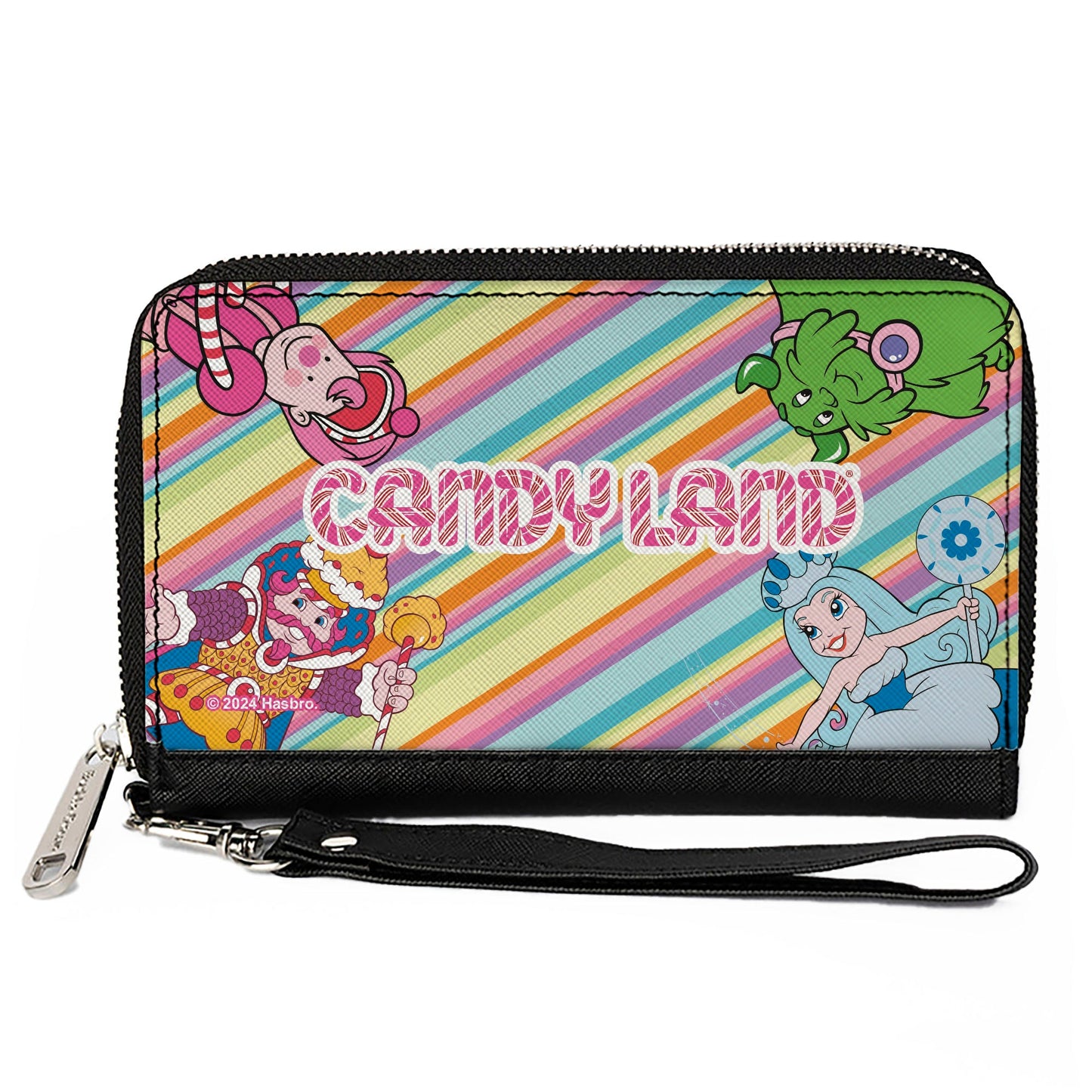 PU Zip Around Wallet Rectangle - CANDY LAND Characters and Title Logo Stripe Multi Color