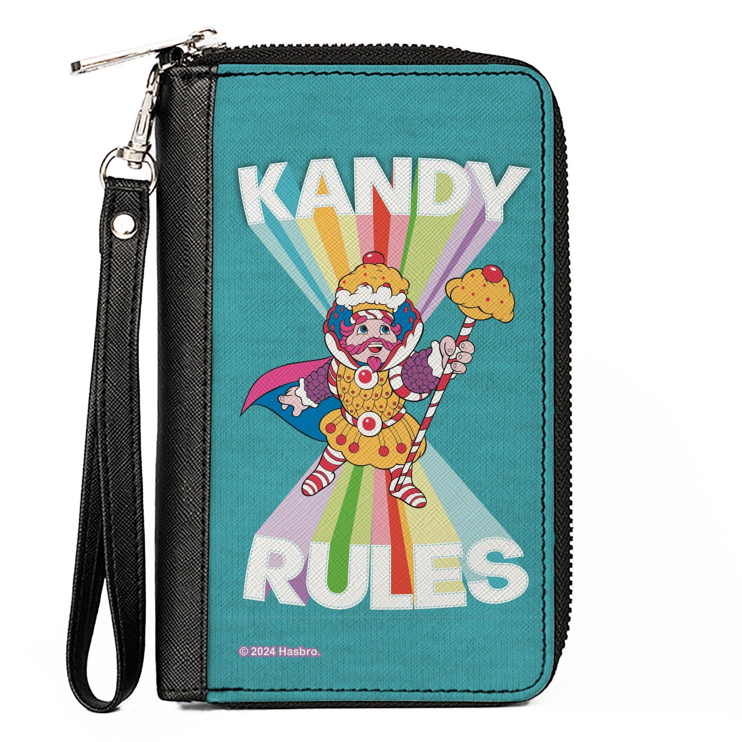 PU Zip Around Wallet Rectangle - Candy Land KANDY RULES King Kandy Pose Teal/Multi Color