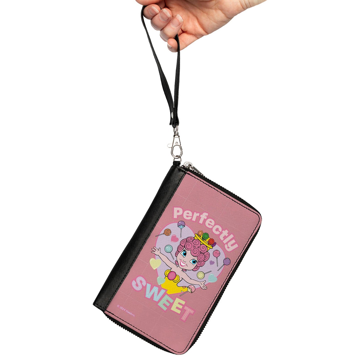 PU Zip Around Wallet Rectangle - Candy Land PERFECTLY SWEET Princess Lolly Heart Pose Pinks