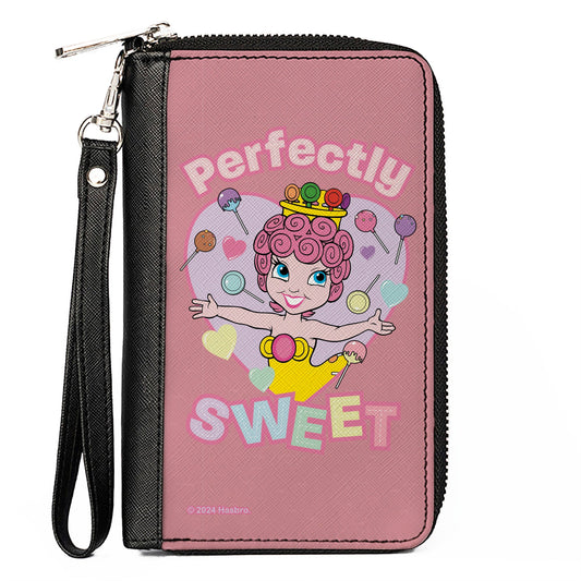 PU Zip Around Wallet Rectangle - Candy Land PERFECTLY SWEET Princess Lolly Heart Pose Pinks