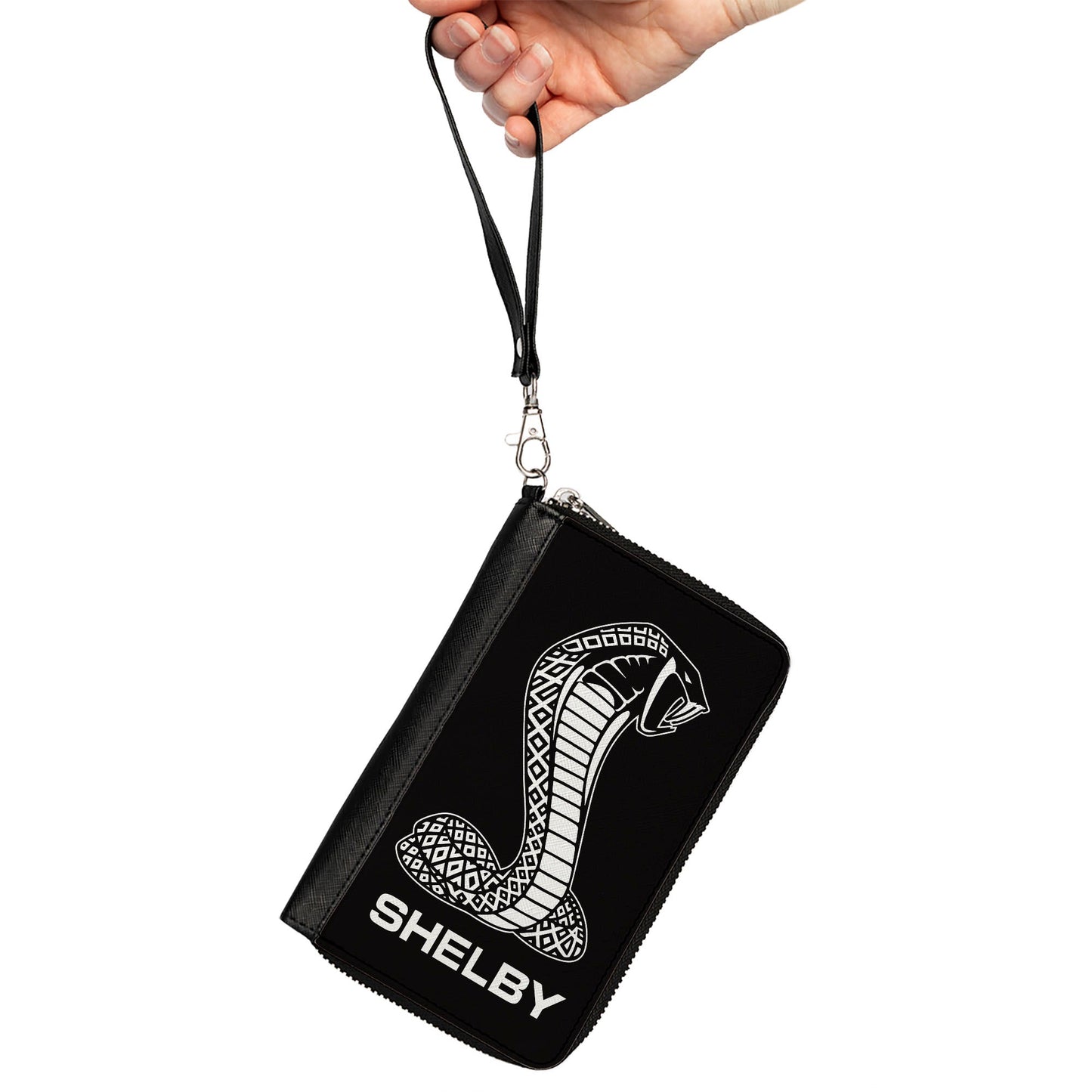 PU Zip Around Wallet Rectangle - Carroll Shelby Super Snake SHELBY Tiffany Logo Black/White