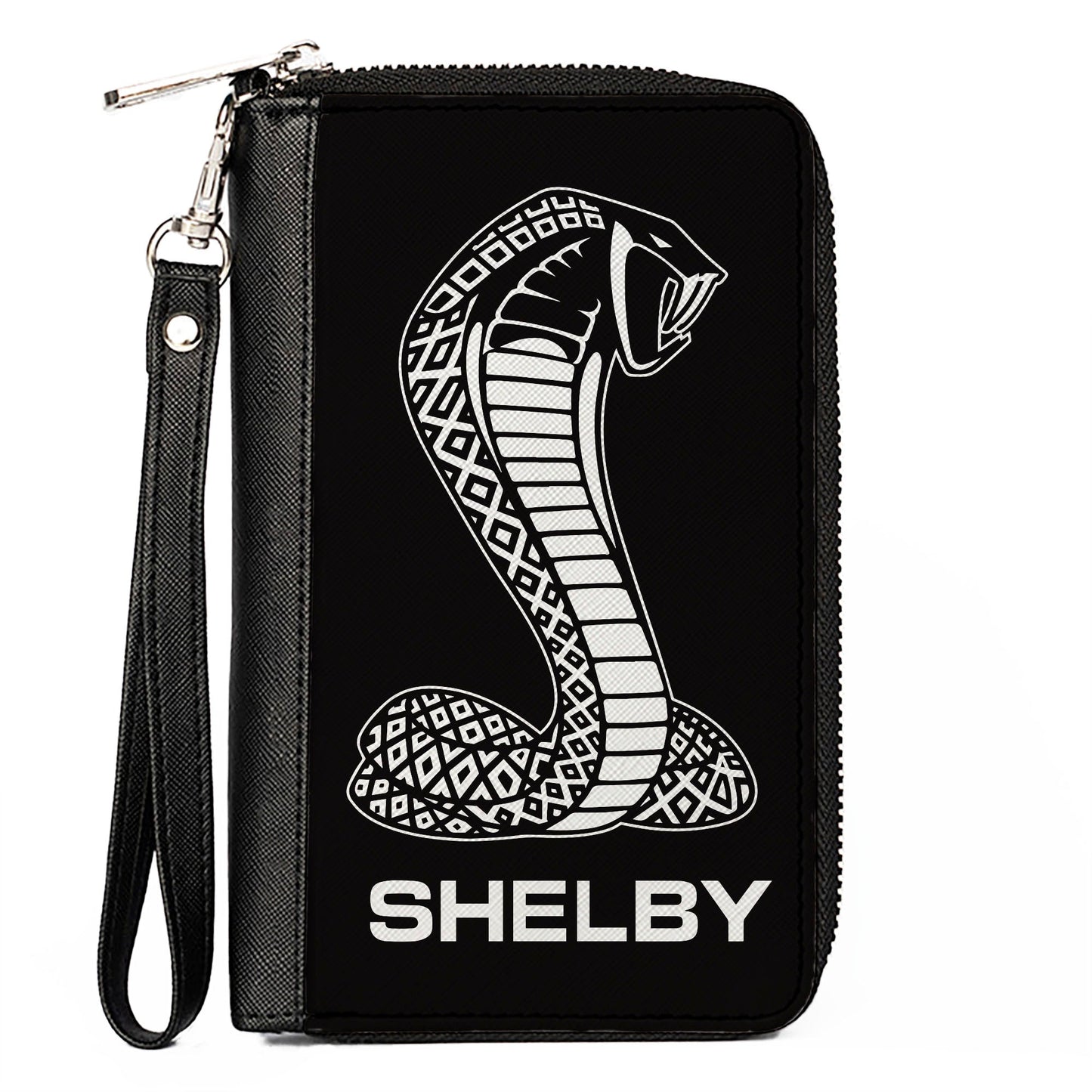 PU Zip Around Wallet Rectangle - Carroll Shelby Super Snake SHELBY Tiffany Logo Black/White