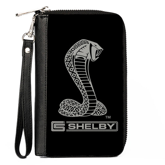 PU Zip Around Wallet Rectangle - Carroll Shelby Super Snake CS SHELBY Racing Logo Black/White