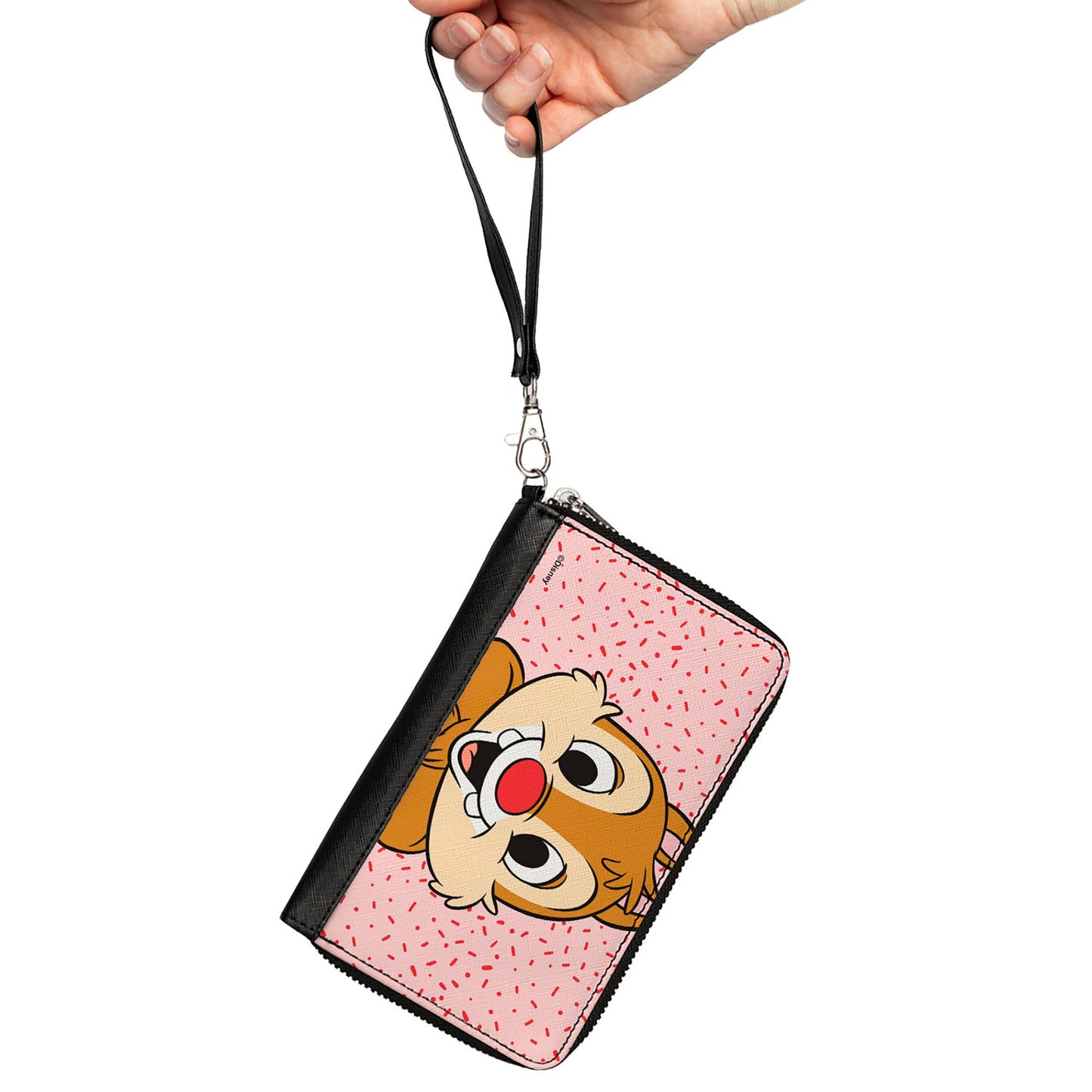 PU Zip Around Wallet Rectangle - Disney Chip n' Dale Dale Smiling Pose Sprinkle Pink Red