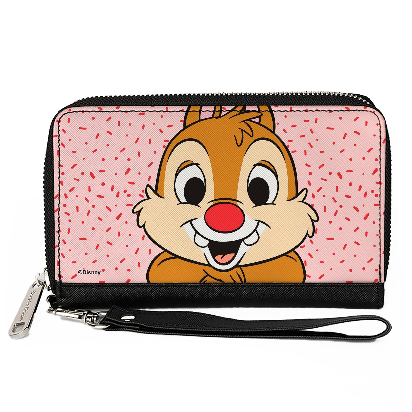 PU Zip Around Wallet Rectangle - Disney Chip n' Dale Dale Smiling Pose Sprinkle Pink Red