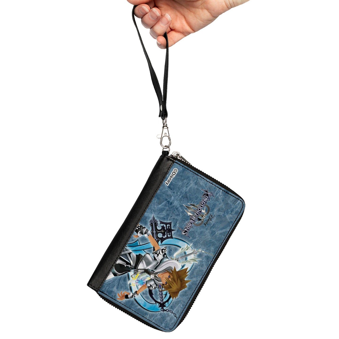 PU Zip Around Wallet Rectangle - Kingdom Hearts Final Form Sora Pose Logo Keyblades Blues