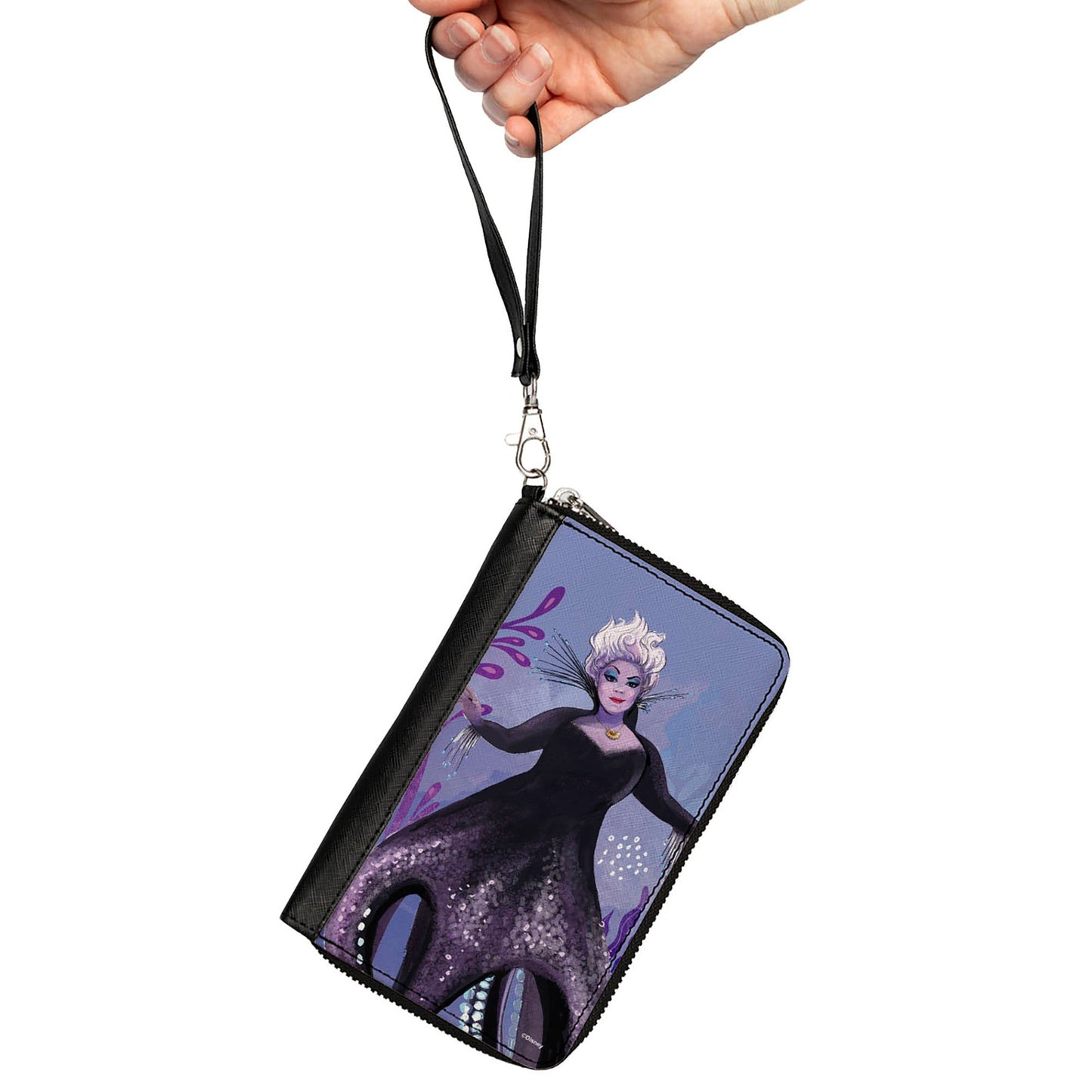 PU Zip Around Wallet Rectangle - The Little Mermaid Ursula Full Body Pose Purples