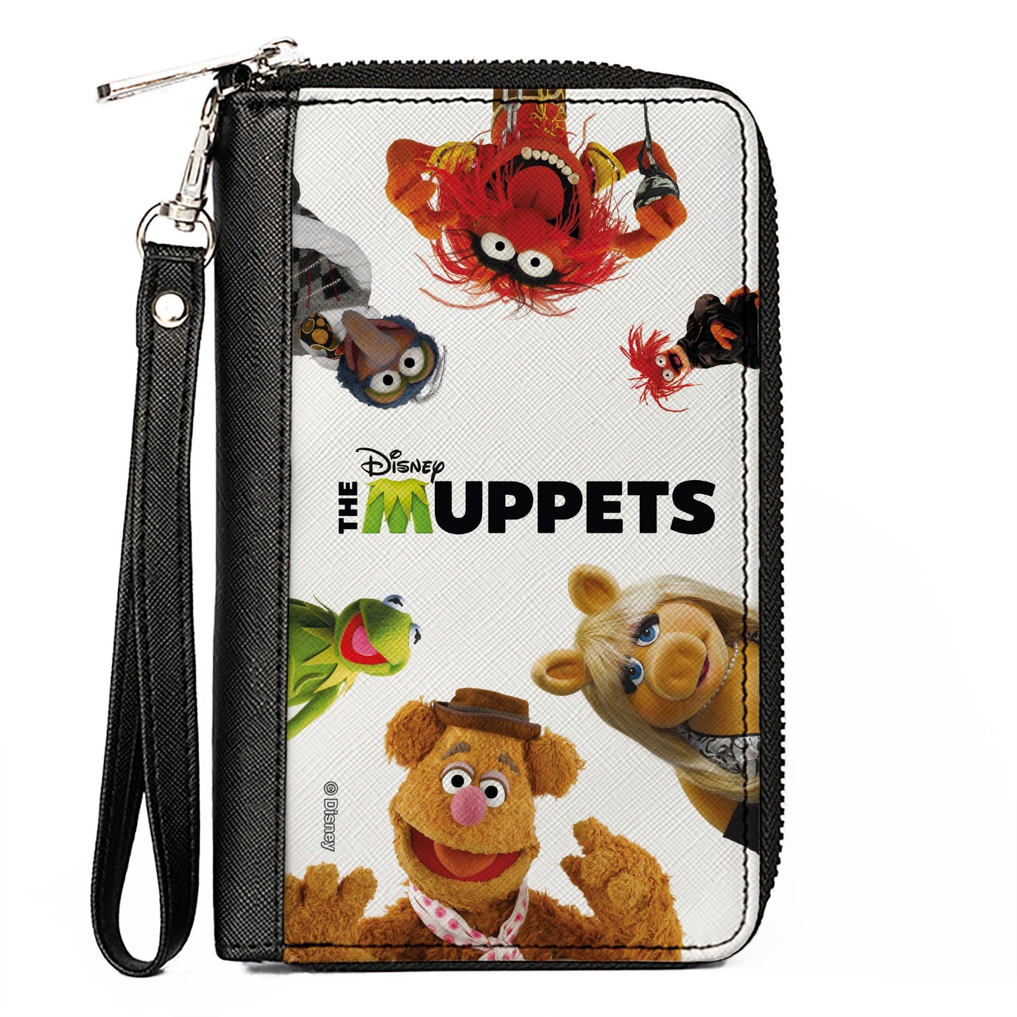 PU Zip Around Wallet Rectangle - THE MUPPETS Title Logo Group Pose White/Black