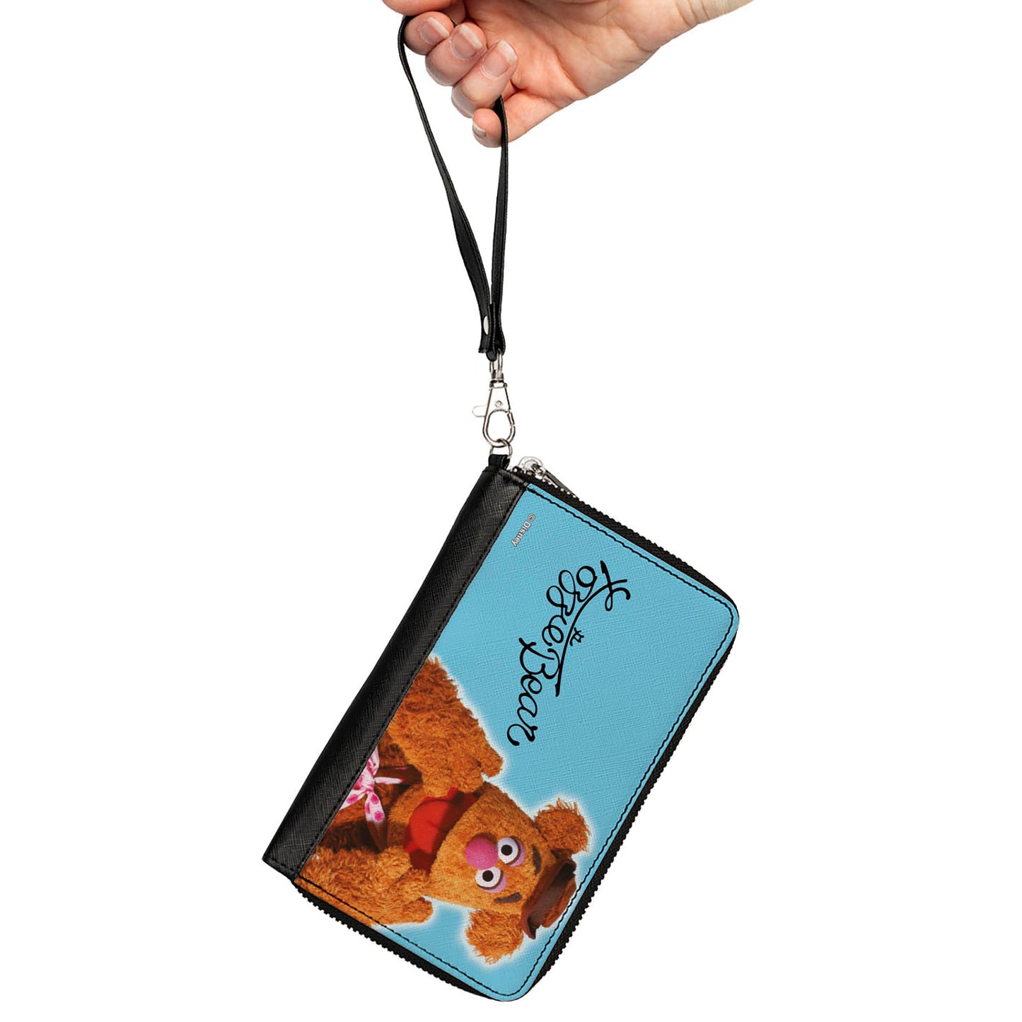 PU Zip Around Wallet Rectangle - The Muppets FOZZIE BEAR Portrait and Autograph Blue