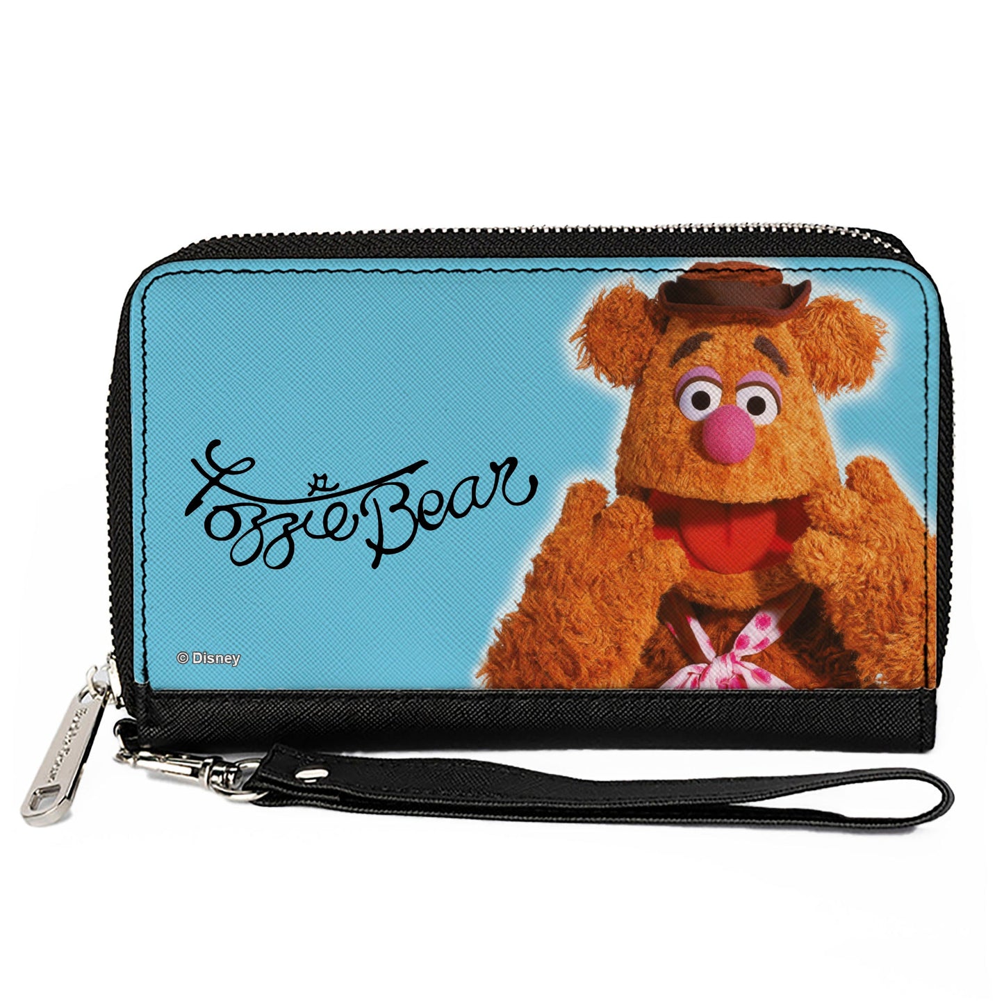 PU Zip Around Wallet Rectangle - The Muppets FOZZIE BEAR Portrait and Autograph Blue