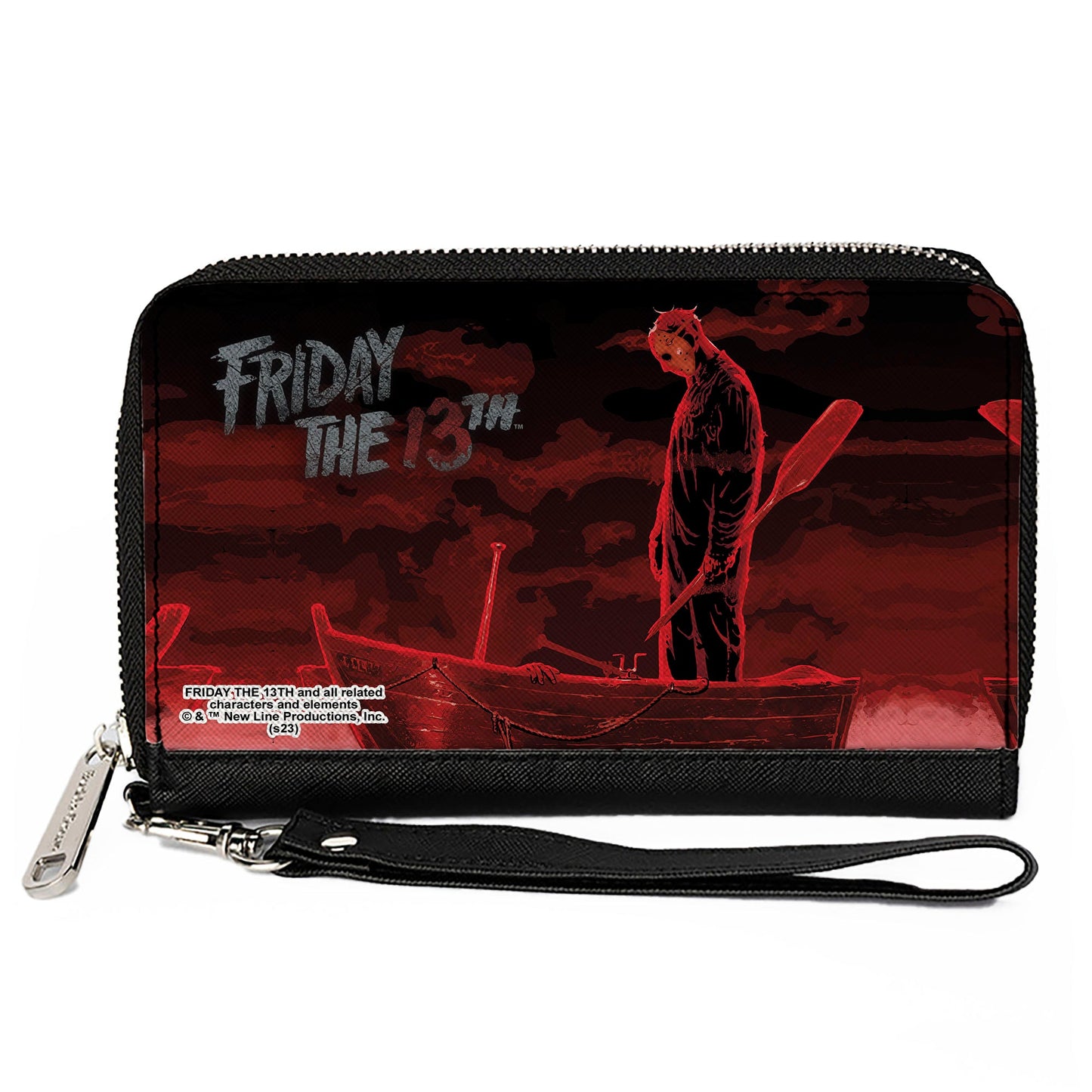 PU Zip Around Wallet Rectangle - FRIDAY THE 13TH Jason Boat Scene Black/Reds/White