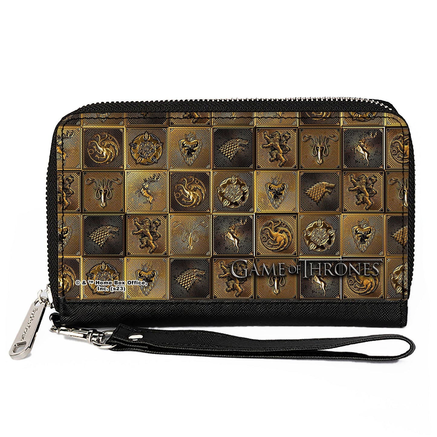 PU Zip Around Wallet Rectangle - Game of Thrones House Sigil Blocks Gold