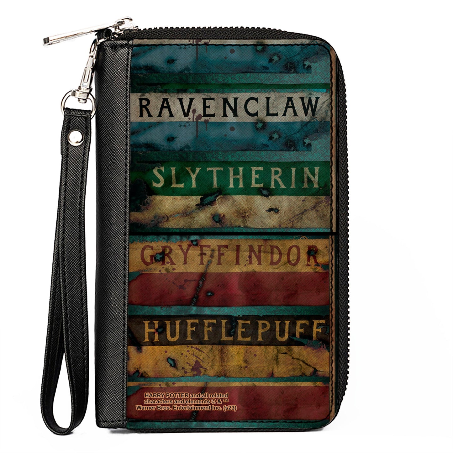 PU Zip Around Wallet Rectangle - GRYFFINDOR & HUFFLEPUFF Burnt Banners