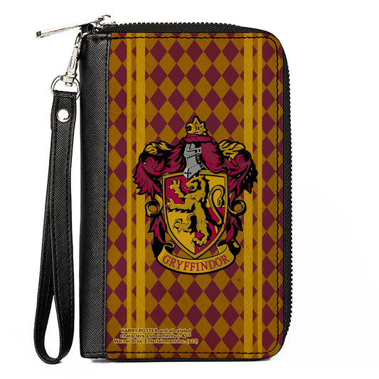 PU Zip Around Wallet Rectangle - GRYFFINDOR Crest Stripes/Diamonds Red/Golds