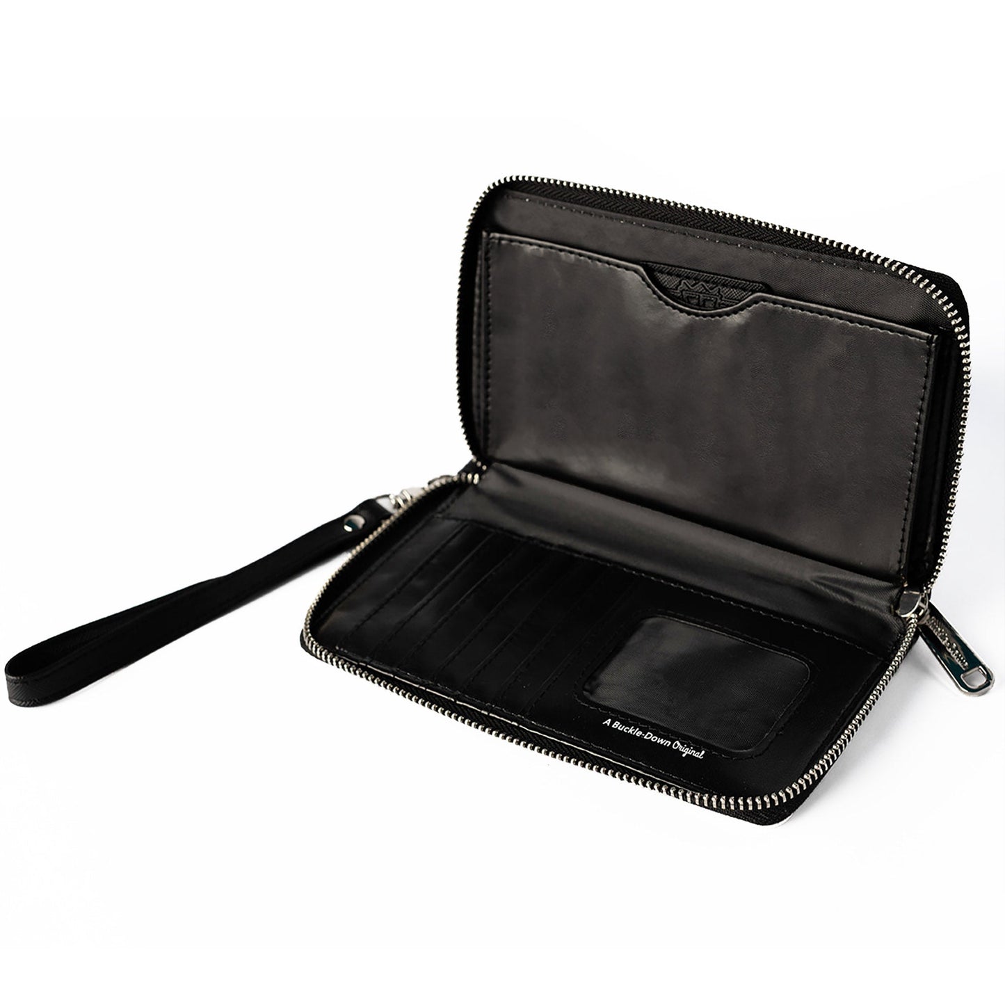 PU Zip Around Wallet Rectangle - Corvette Black/Silver