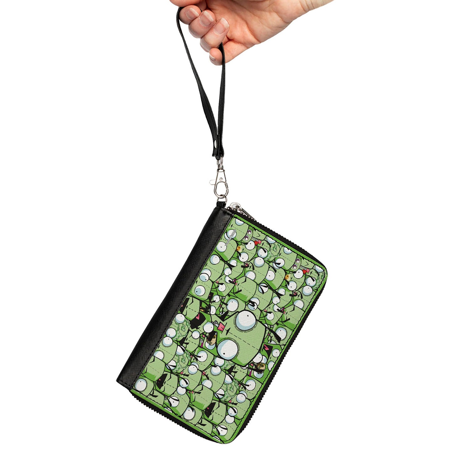 PU Zip Around Wallet Rectangle - Invader Zim GIR Poses Stacked Greens