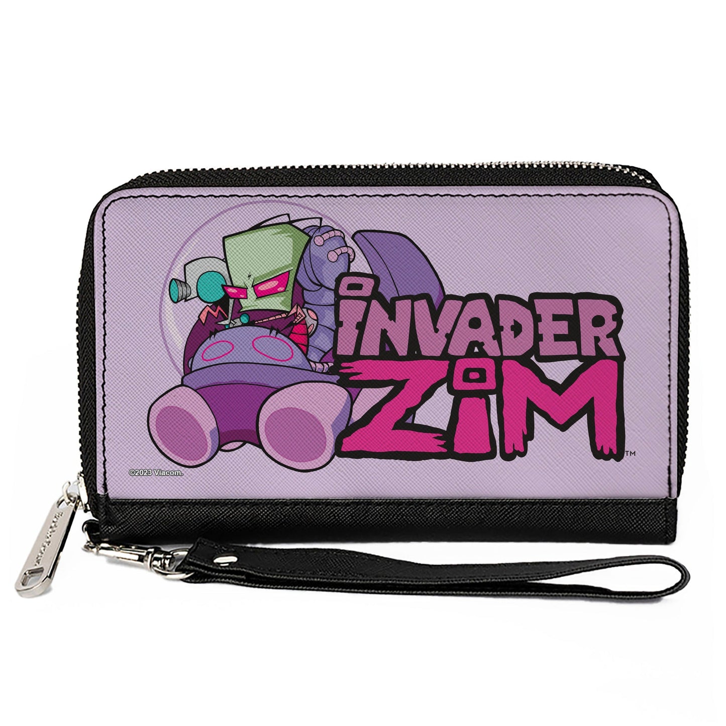 PU Zip Around Wallet Rectangle - Invader Zim and GIR Voot Cruiser Pose and Title Logo Lavender