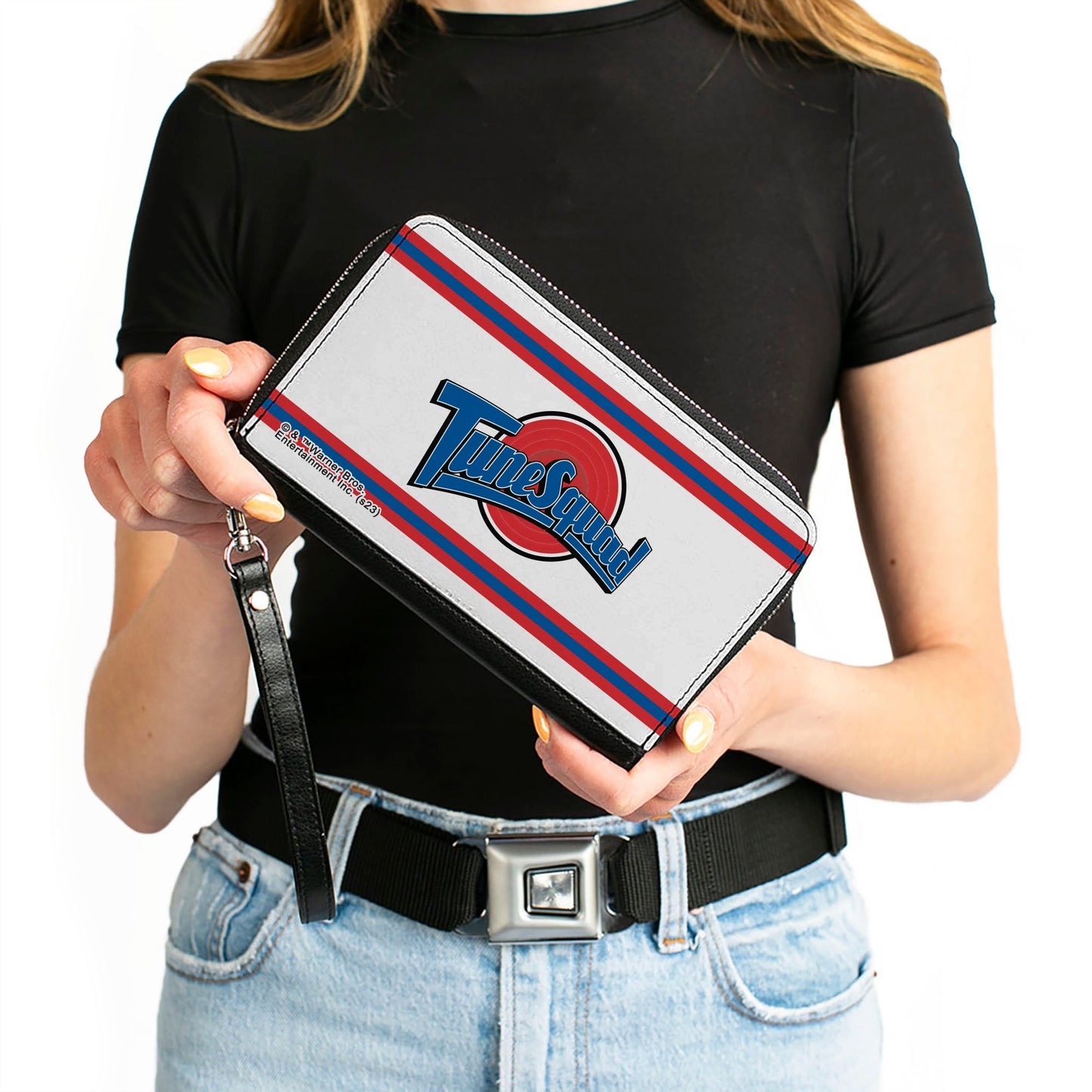 PU Zip Around Wallet Rectangle - Space Jam TUNE SQUAD Logo Stripe White/Red/Blue