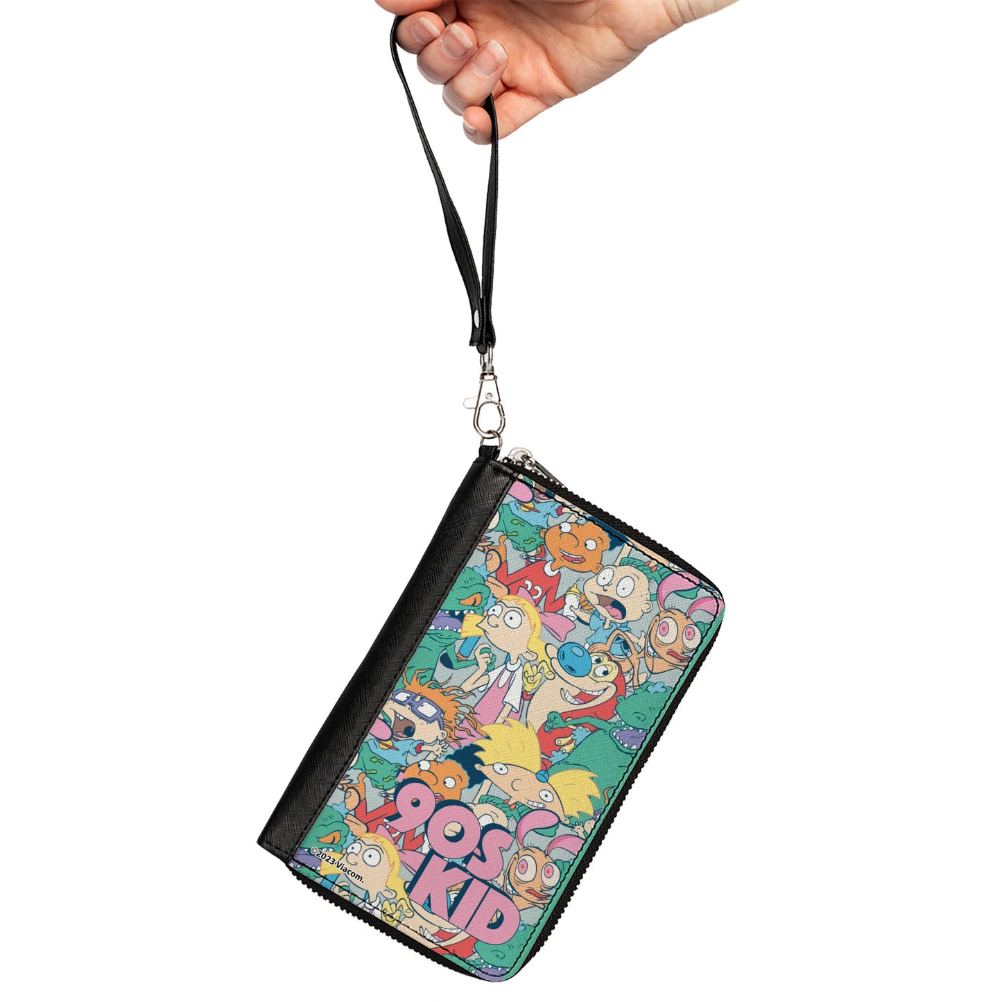 PU Zip Around Wallet Rectangle - Nick Rewind 90'S KID Character Mash Up Collage