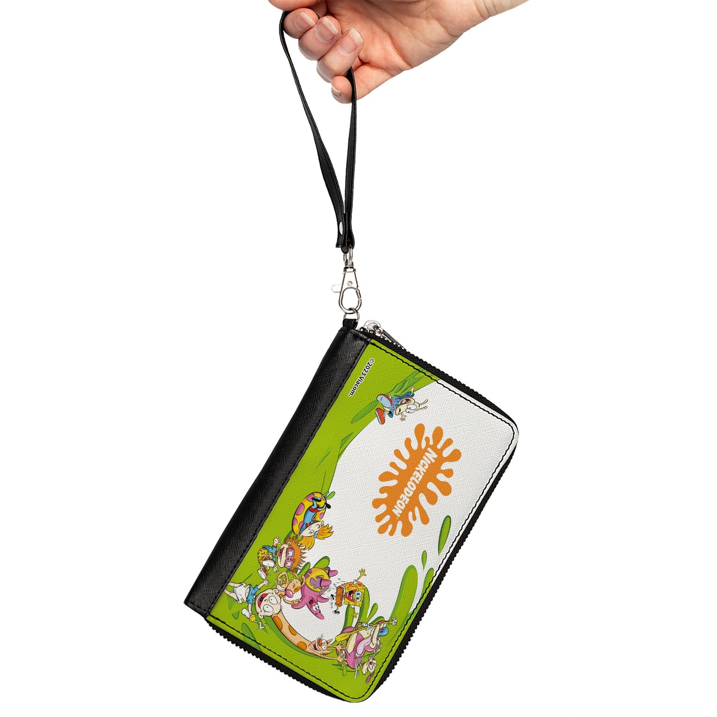 PU Zip Around Wallet Rectangle - Nick 90's Character Mash Up and NICKELODEON Splat Logo White