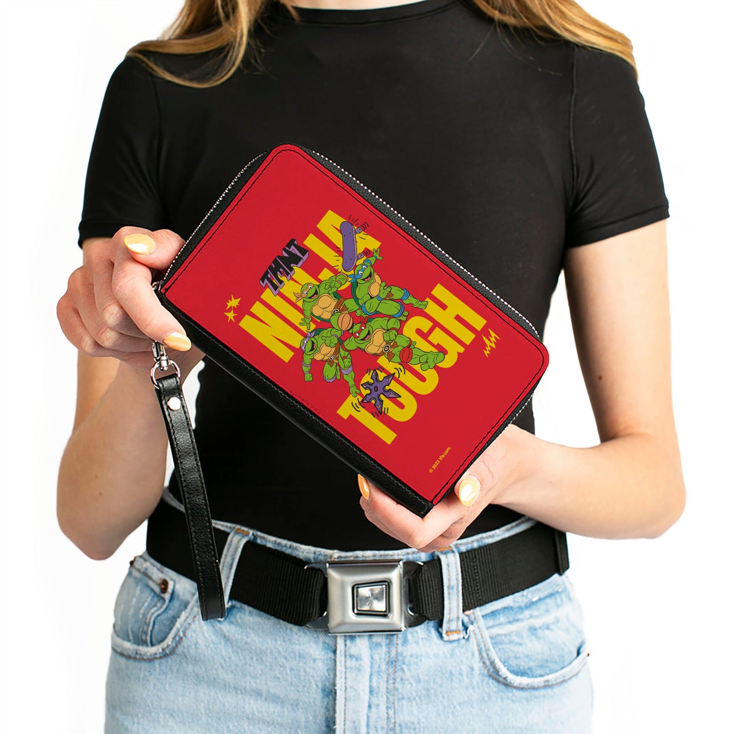 PU Zip Around Wallet Rectangle - Teenage Mutant Ninja Turtles NINJA TOUGH Group Pose Red/Yellow