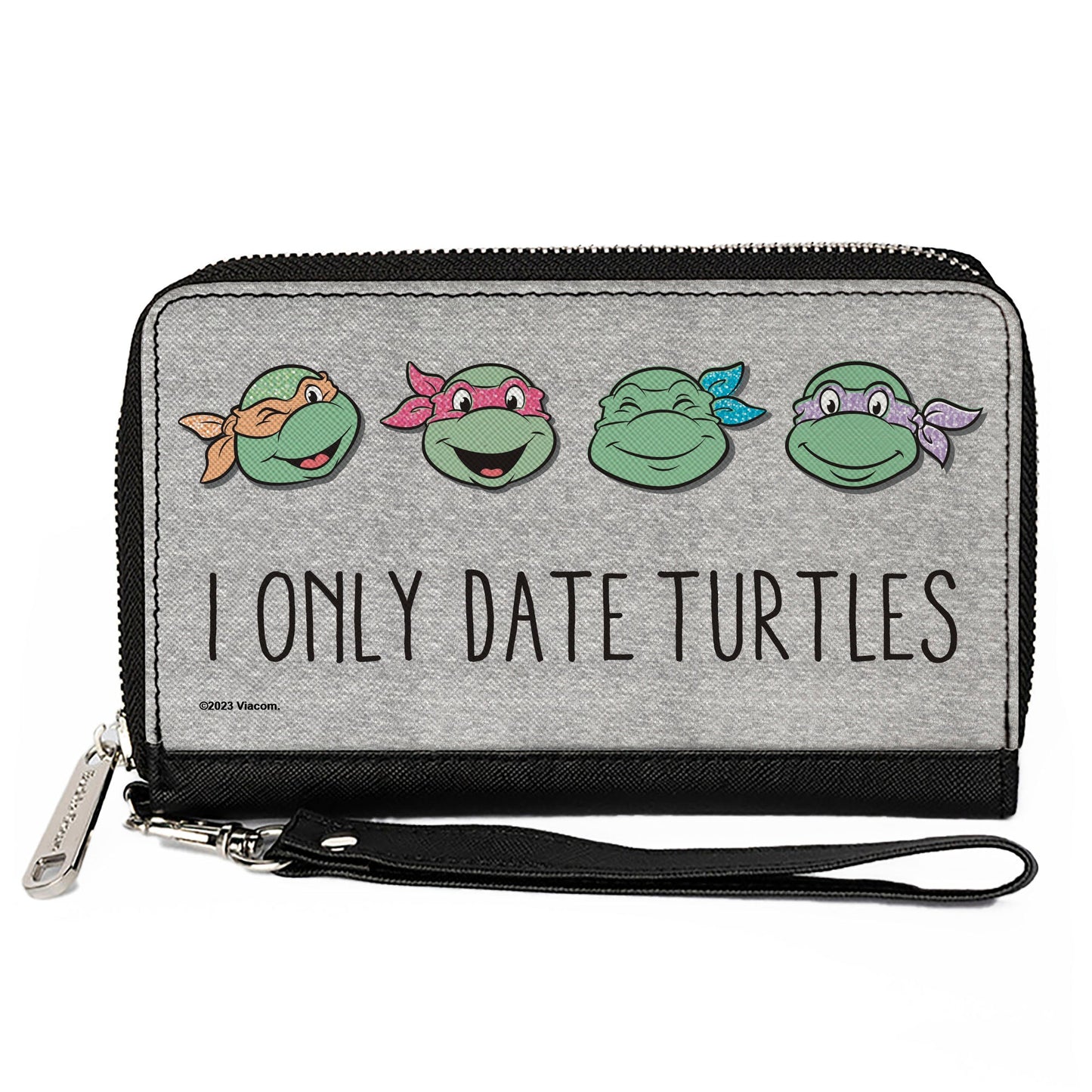 PU Zip Around Wallet Rectangle - Teenage Mutant Ninja Turtles I ONLY DATE TURTLES Expressions Grays