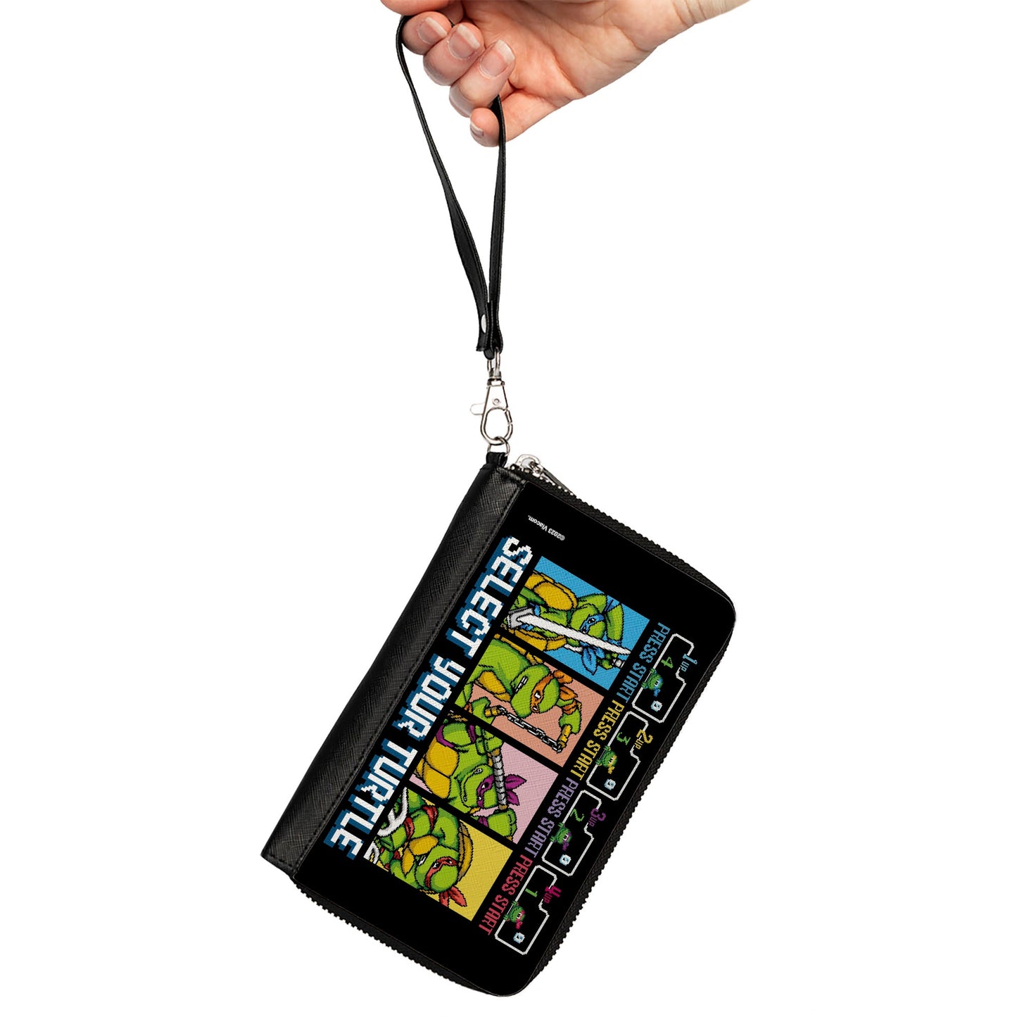 PU Zip Around Wallet Rectangle - Teenage Mutant Ninja Turtles SELECT YOUR TURTLE Arcade Start Screen Pose Blocks